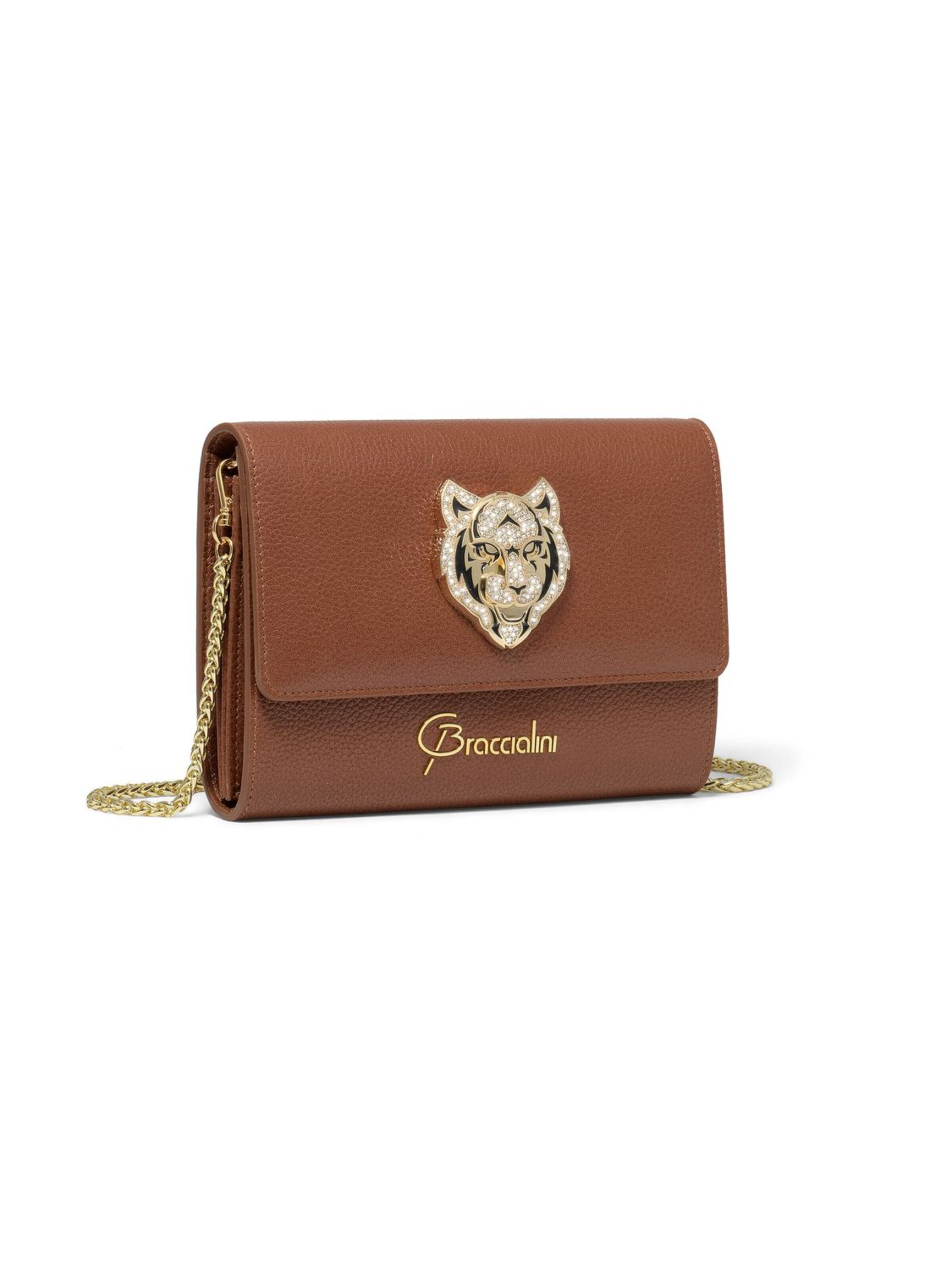 Pochette 'Lady Tigre' di Braccialini in marrone