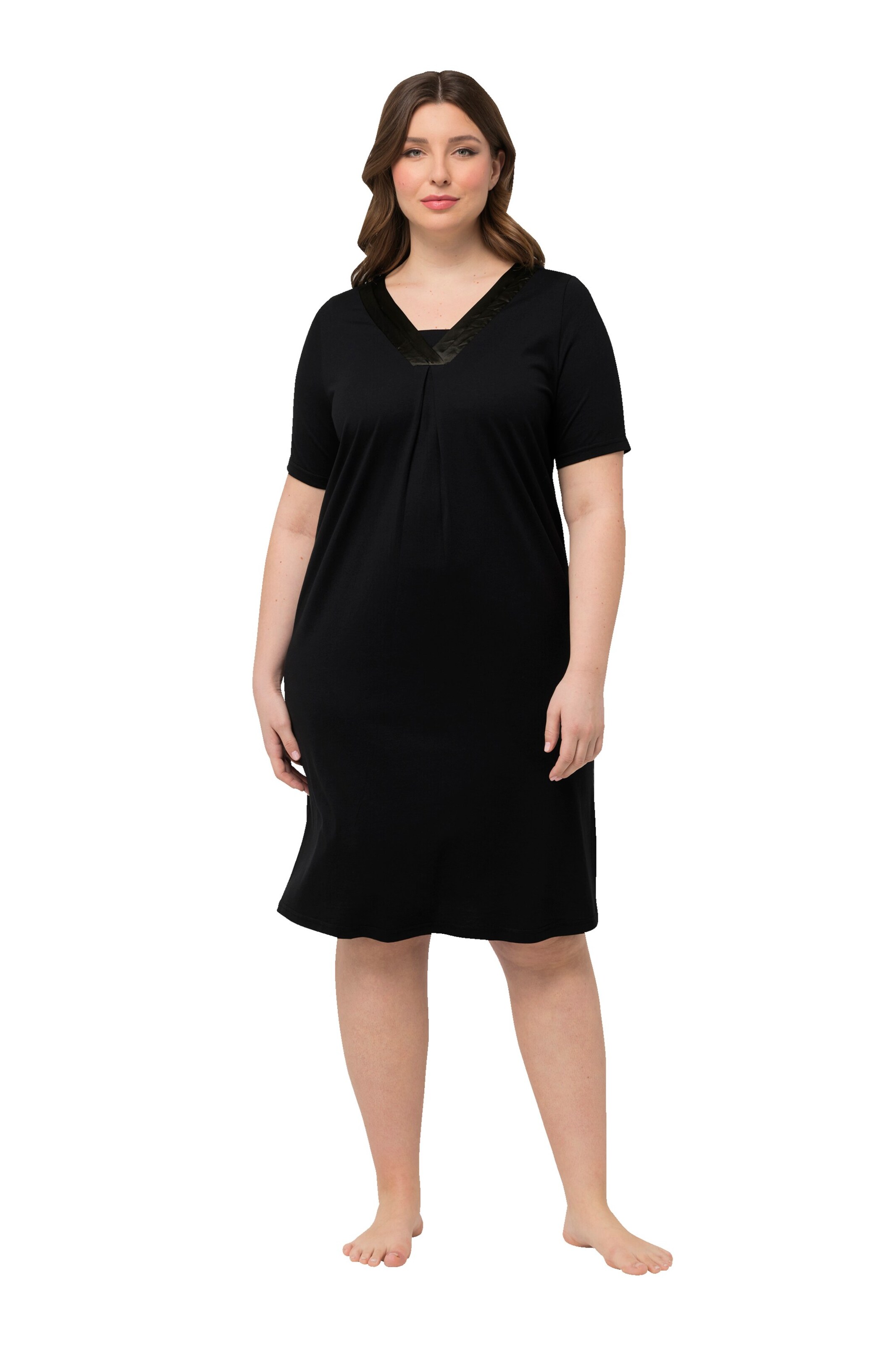 Ulla Popken Nachthemd in Zwart: voorkant