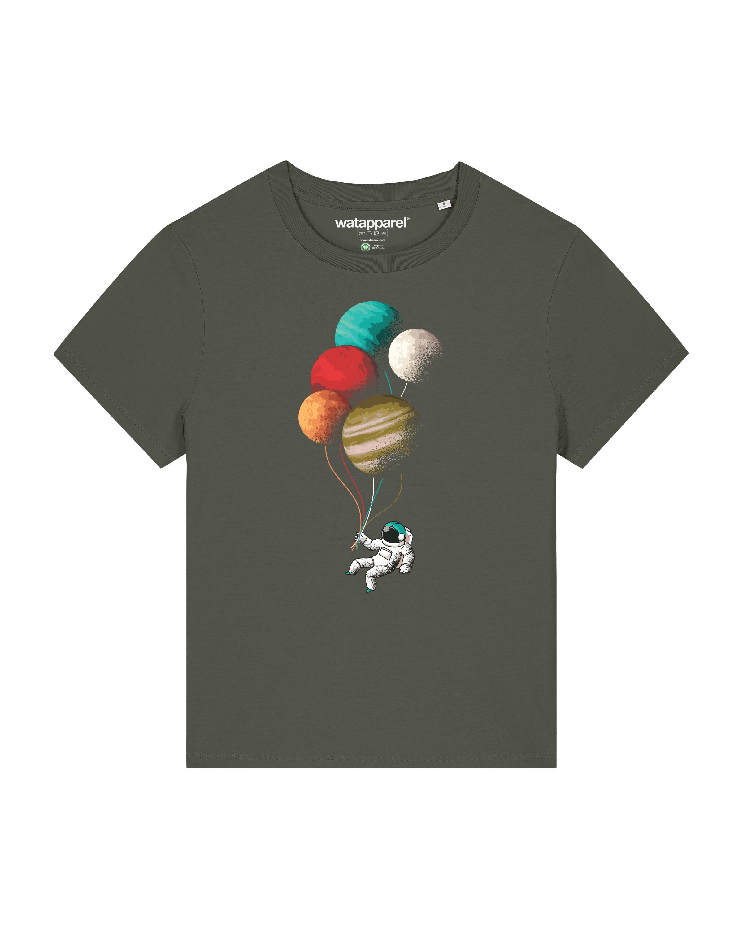 Watapparel Shirt 'Balloon Spaceman' in Grün: Vorderseite