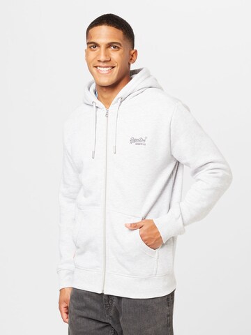 Superdry Zip-Up Hoodie 'Essential' in Grey: front