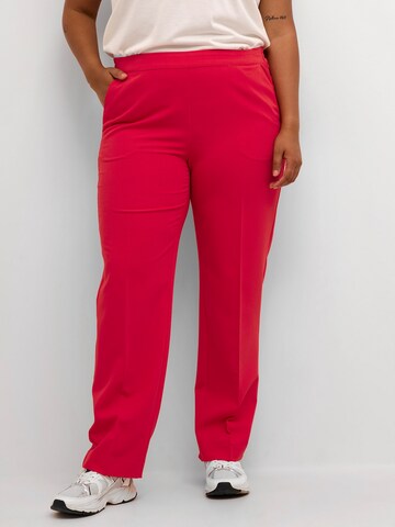 KAFFE CURVE Regular Pleated Pants 'Sakira' in Pink: front