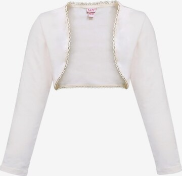 La V Bodywarmer 'Bolero met kant kraag' in Beige: voorkant