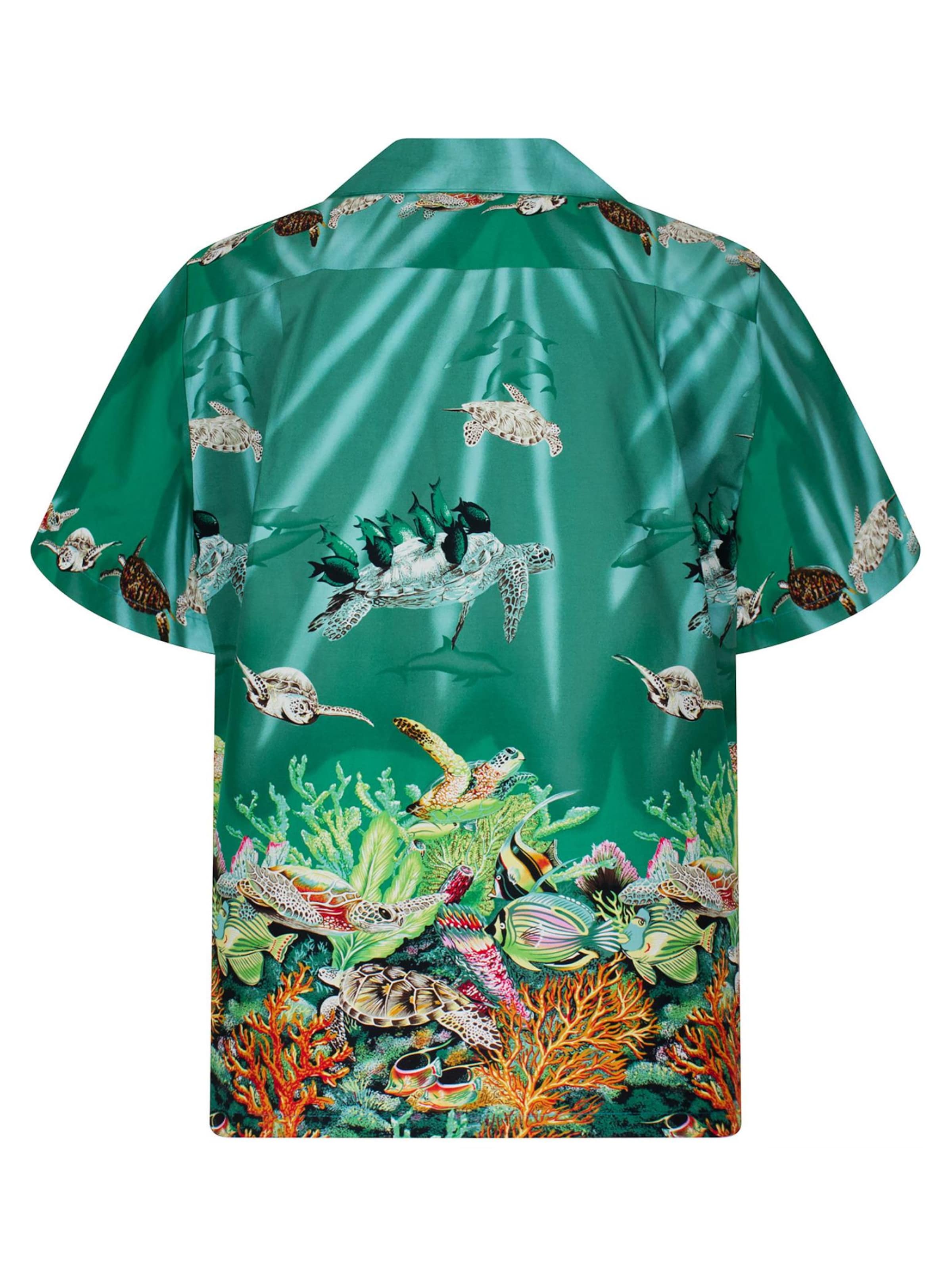 KY's Regular fit Button Up Shirt 'Turtle NEW' in Green