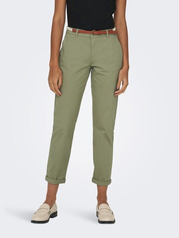 Coupe slim Pantalon chino 'Biana' ONLY en vert : devant