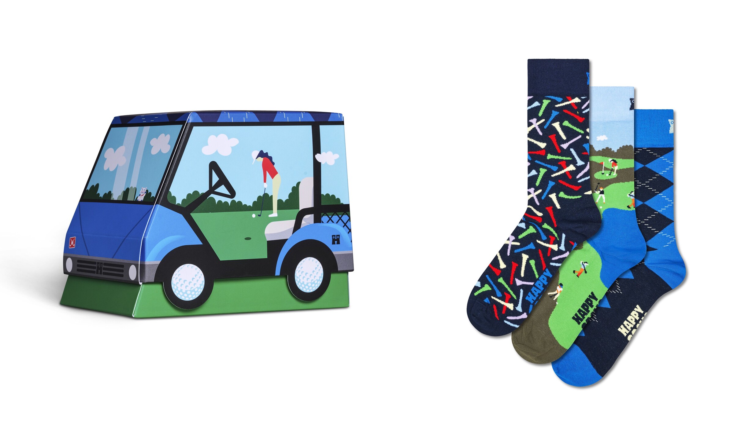 zils Happy Socks Zeķes 'Golf Cart'