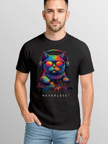 Neverless Shirt 'DJ Cat' in Black: front