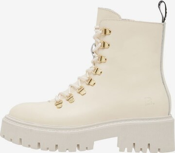 Bianco Lace-Up Ankle Boots 'GARBI' in Beige: front