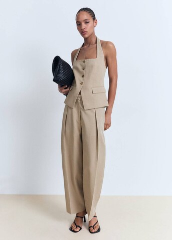 MANGO Baggy Pleated Pants 'Olivia' in Brown