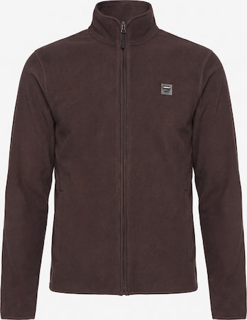 Carrera Jeans Fleece jacket 'Central Zip' in Brown: front