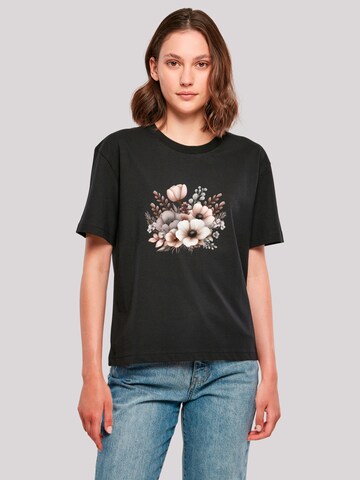 T-shirt 'Blumenstrauß Boho' F4NT4STIC en noir : devant