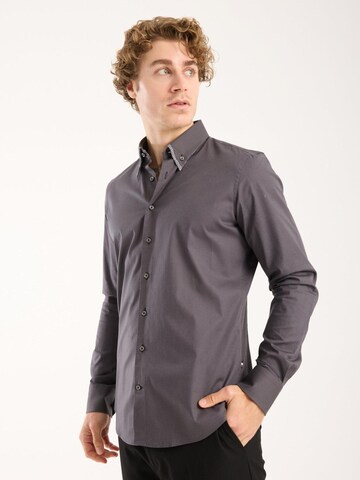 Slim fit Camicia business di 7Camicie in grigio: frontale