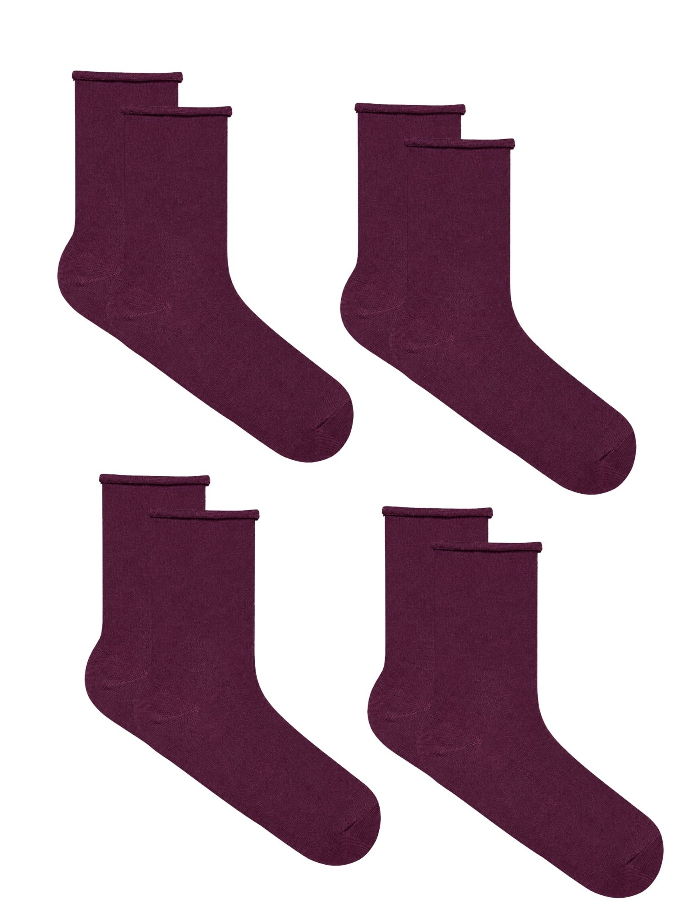 Albero Natur Socks 'Bio-Baumwoll-Socken mit Rollrand Unisex – 4er Pack' in Red: front