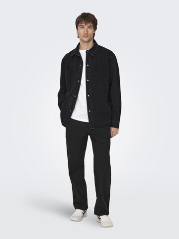 Only & Sons Loosefit Cargohose 'Sinus' in Schwarz