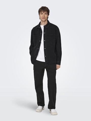 Only & Sons - Loosefit Calças cargo 'Sinus' em preto