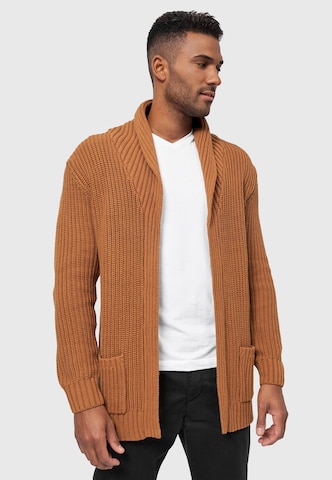 INDICODE JEANS Knit Cardigan in Brown: front