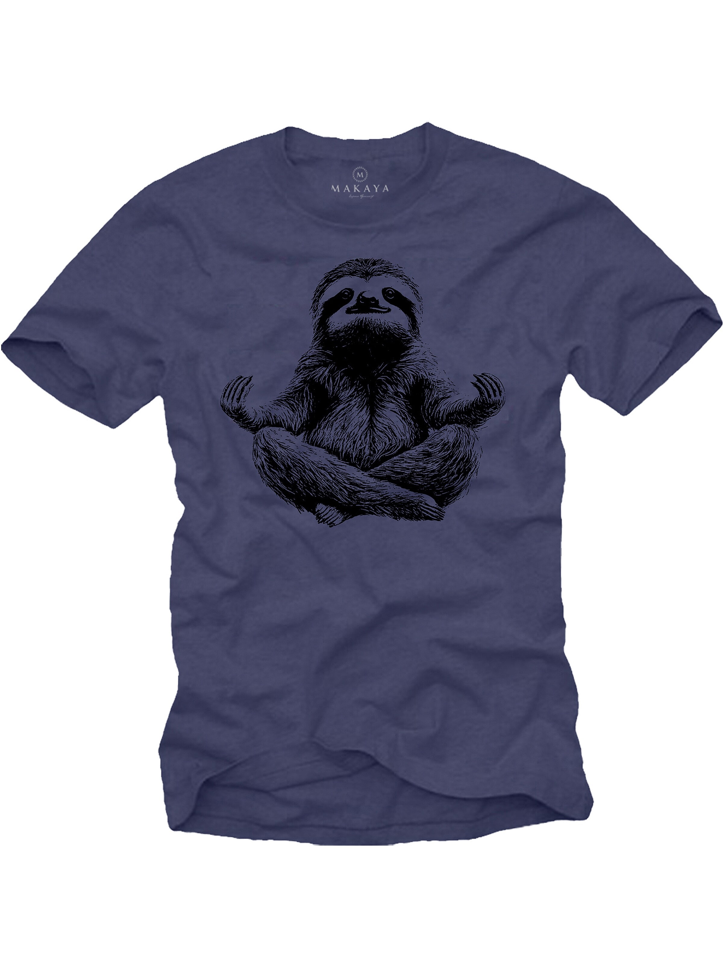 MAKAYA Shirt 'Meditation Sloth' in Blue: front
