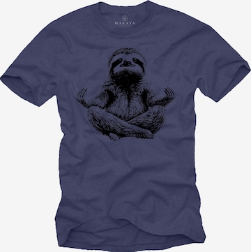 MAKAYA Shirt 'Meditation Sloth' in Blue: front