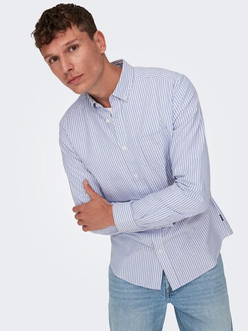 Only & Sons Regular fit Button Up Shirt 'Alvaro' in Blue