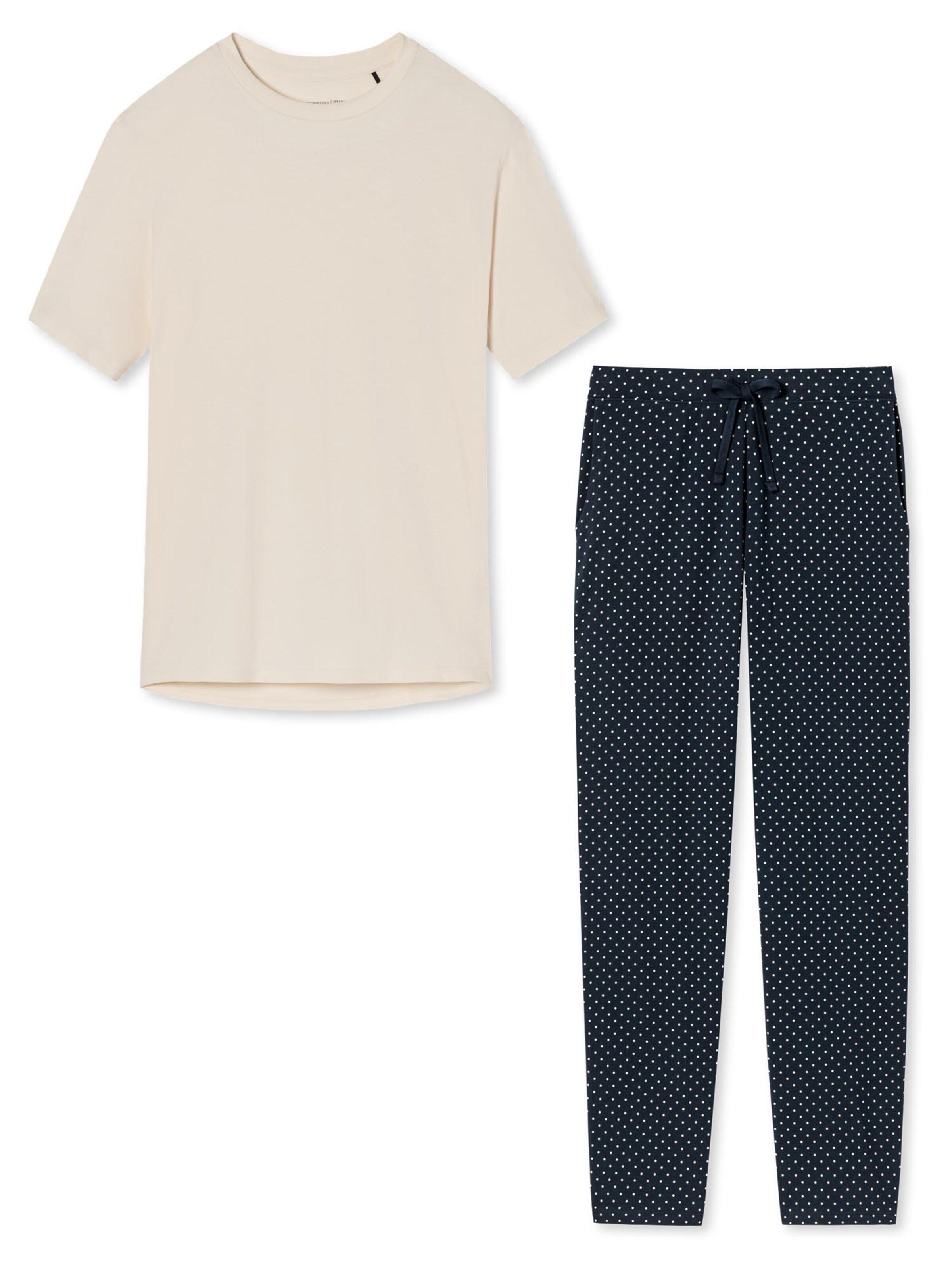 SCHIESSER Pajama 'Cotton' in White: front