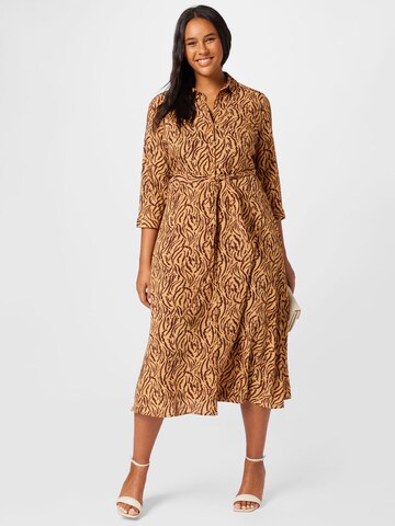 PIECES Curve Shirt dress 'April' in Brown