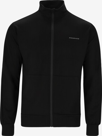 ENDURANCE Athletic Zip-Up Hoodie 'Loweer' in Black: front