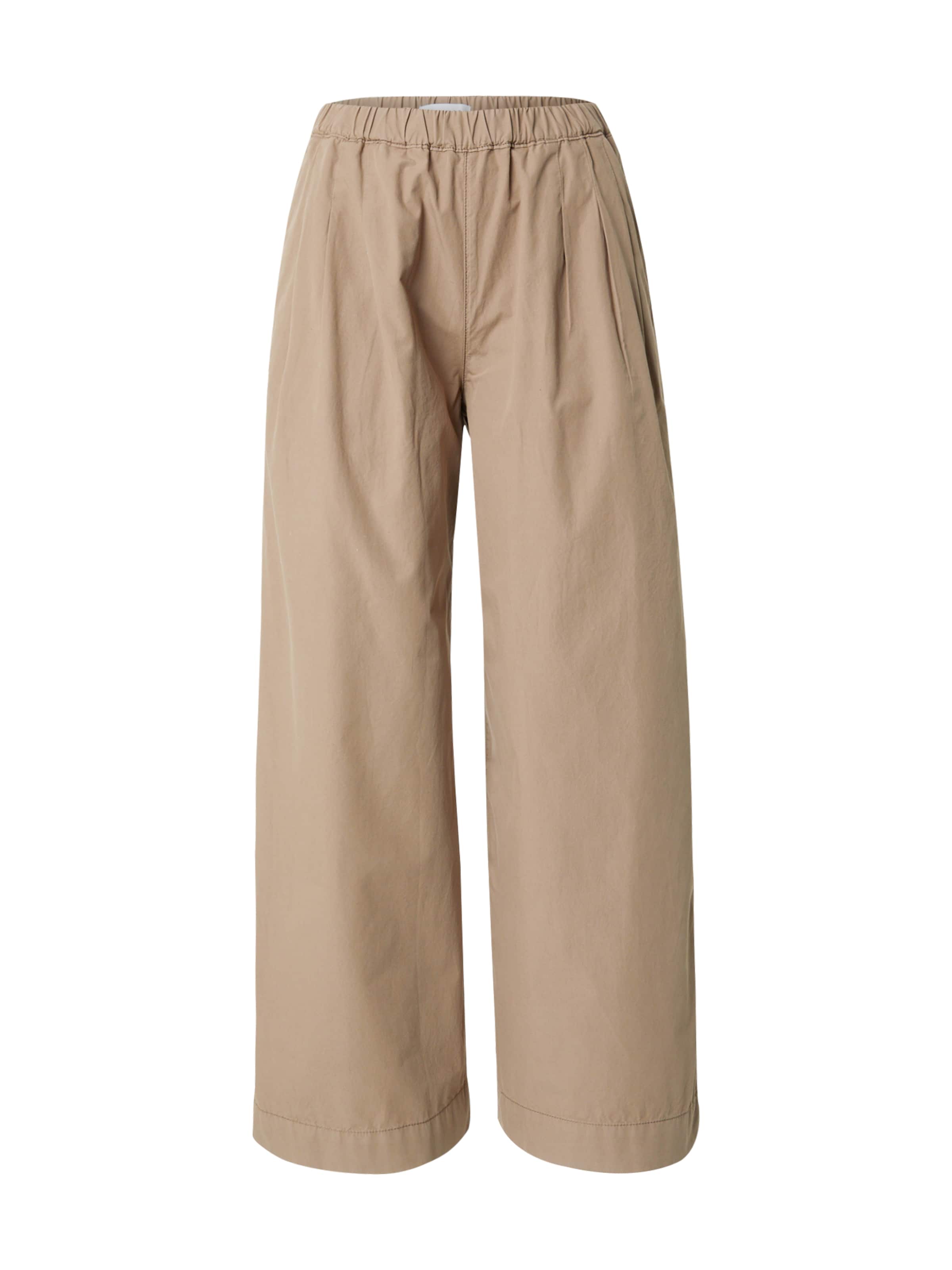 Wide Leg Pantalon à pince TOPSHOP en beige : devant