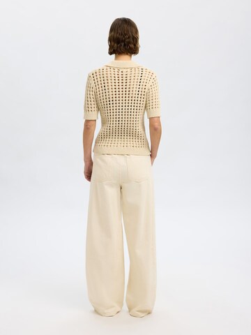 SELECTED Wide leg Broek in Beige