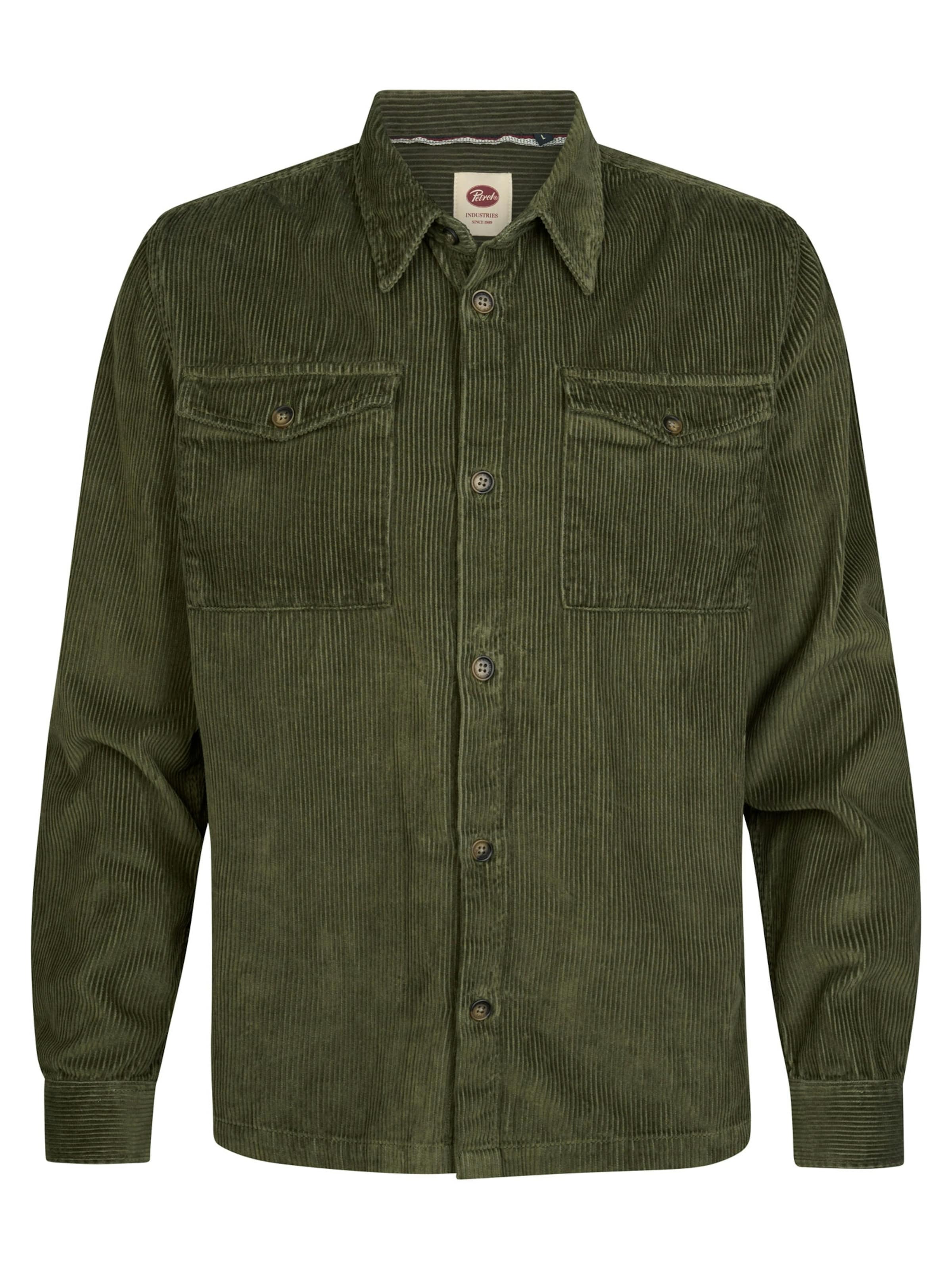 Petrol Industries Button Up Shirt in Green: front