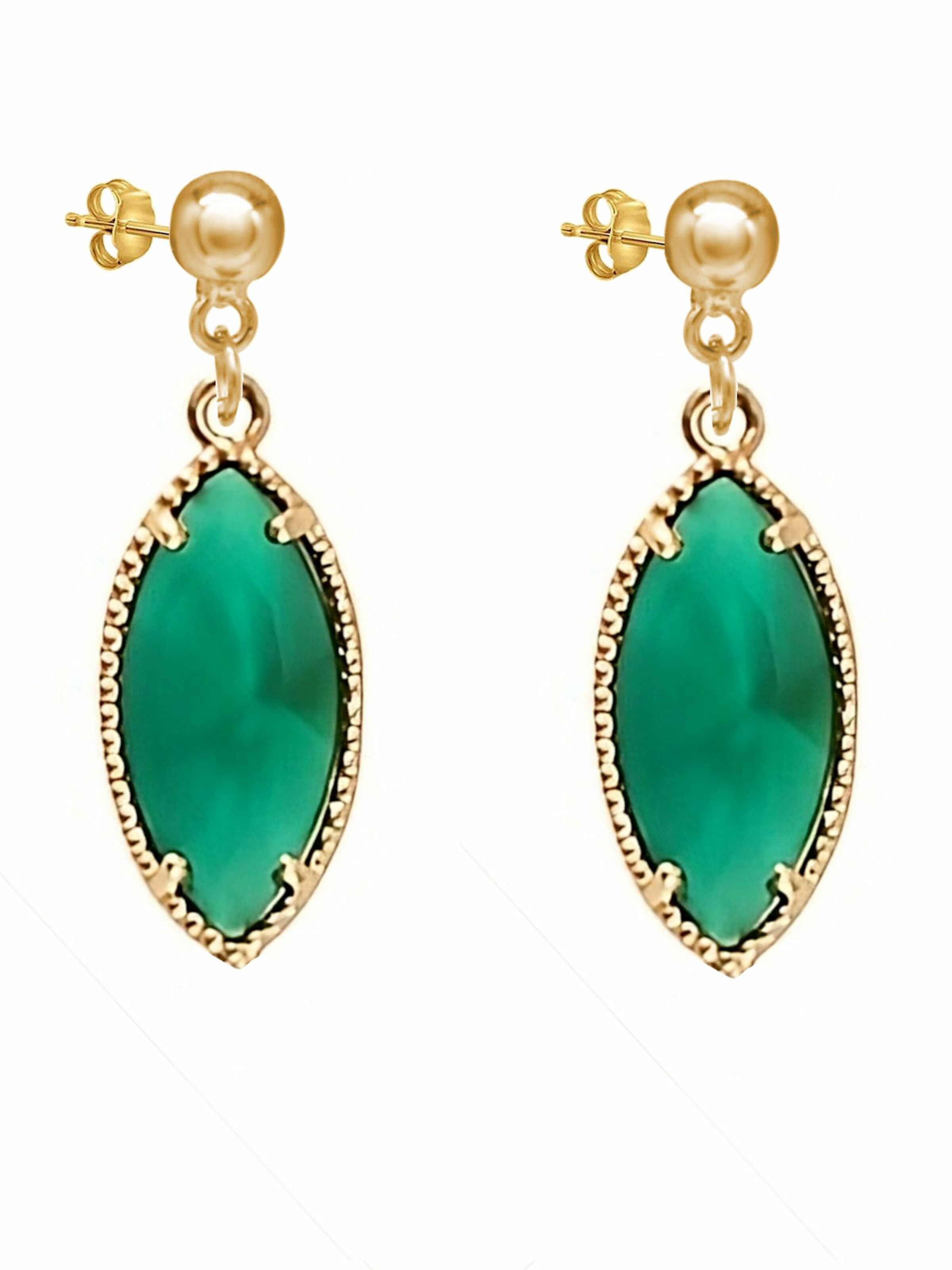 Gemshine Earrings 'GREEN DROPS' in Gold