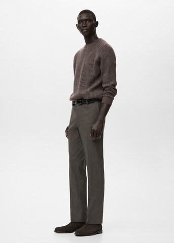 MANGO MAN Slim fit Pleated Pants 'Brest' in Brown
