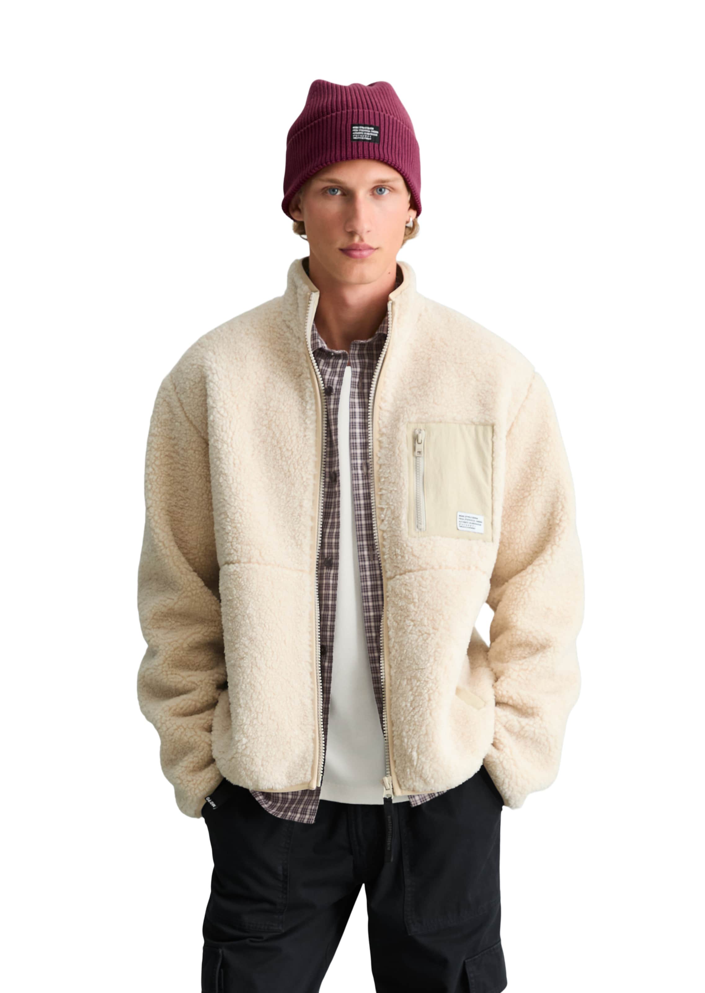 Marc O'Polo DENIM Fleece Jacket in Beige: front