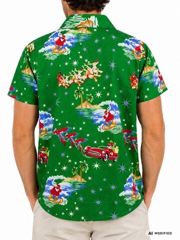 King Kameha Regular fit Skjorta 'Christmas Surf Santa' i grön