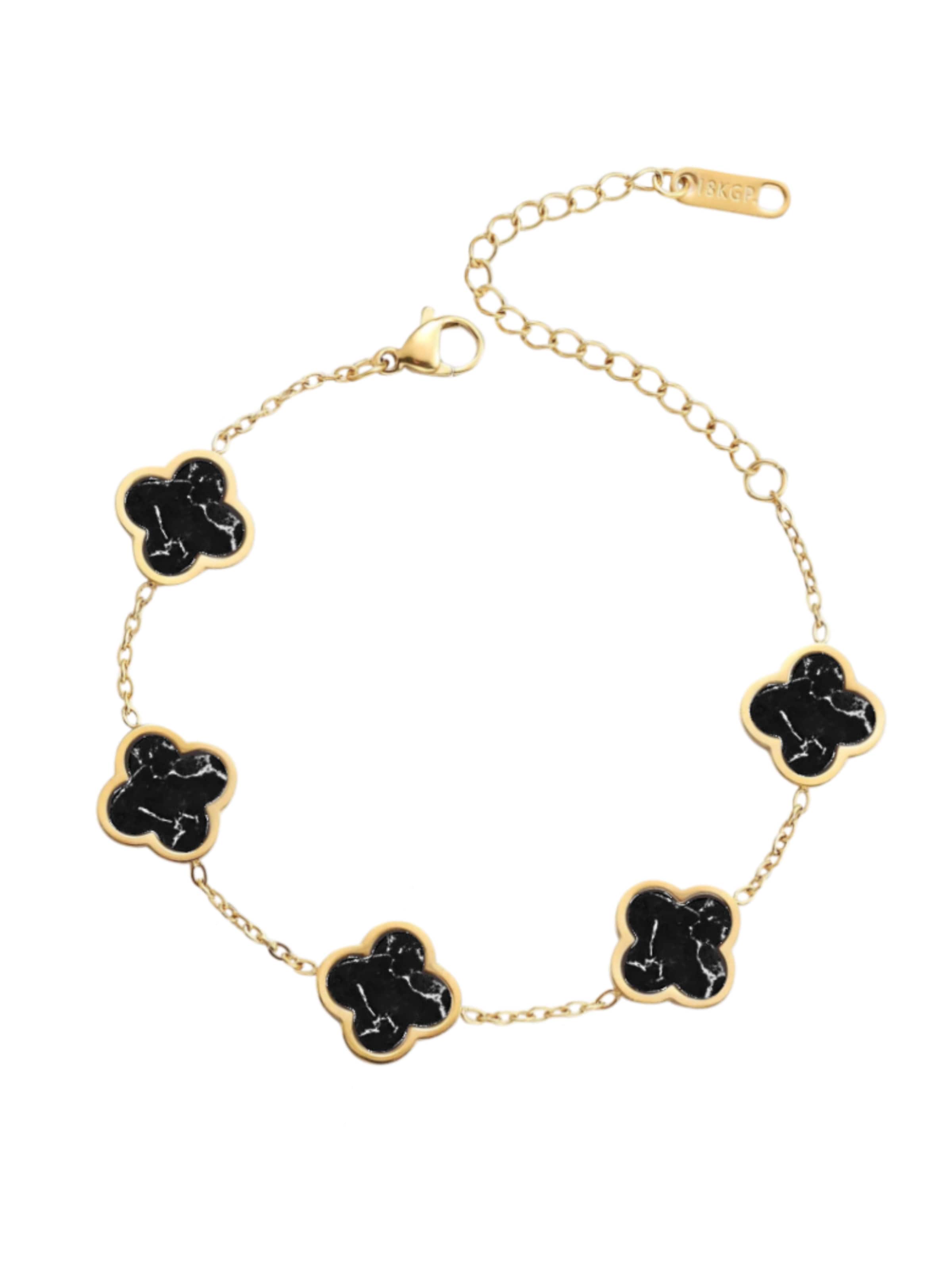 Pure Schmuck Bracelet 'Clover Marmor' in Gold: front