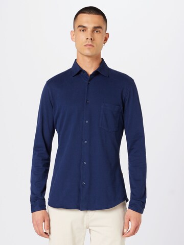 Coupe slim Chemise business BOSS en bleu : devant