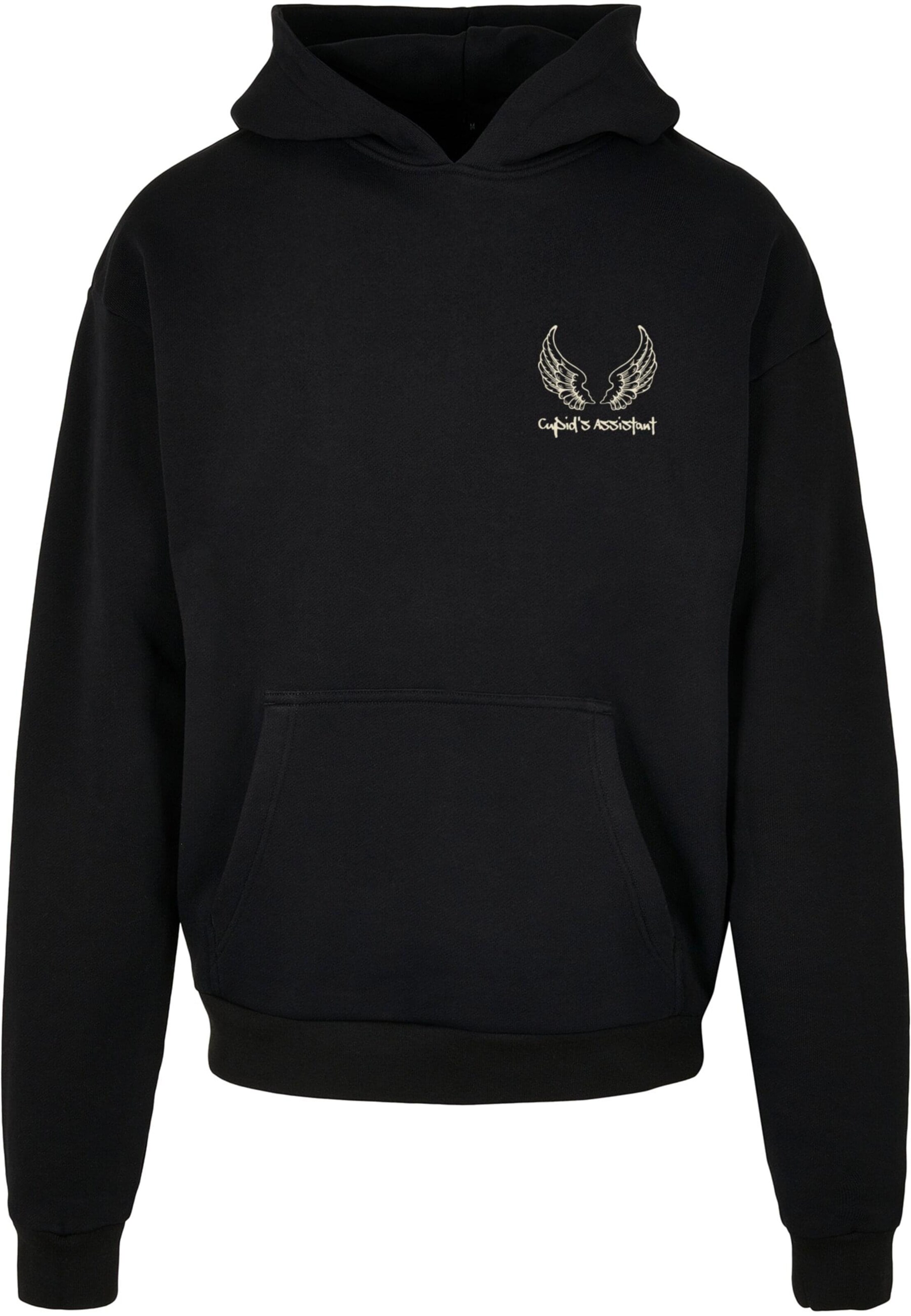 Merchcode Sweatshirt 'Cupid´s Assistant' in Zwart: voorkant