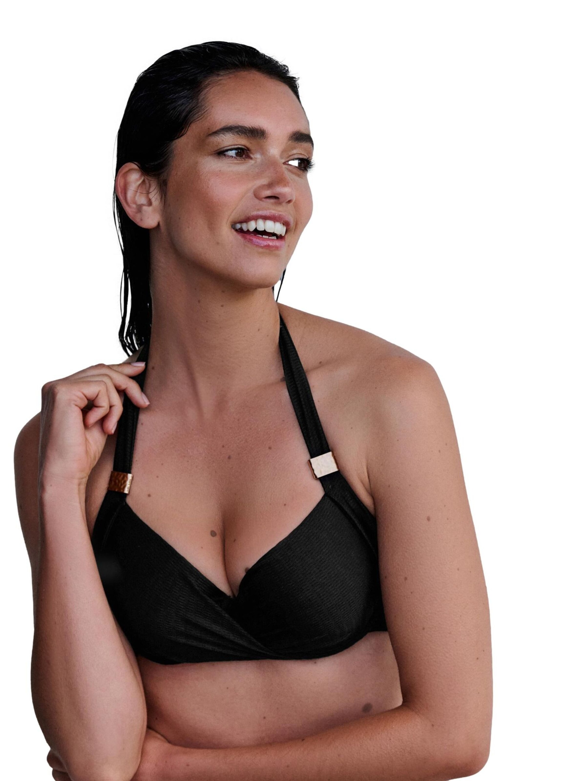 Mint Velvet T-shirt Bikinitop in Zwart: voorkant