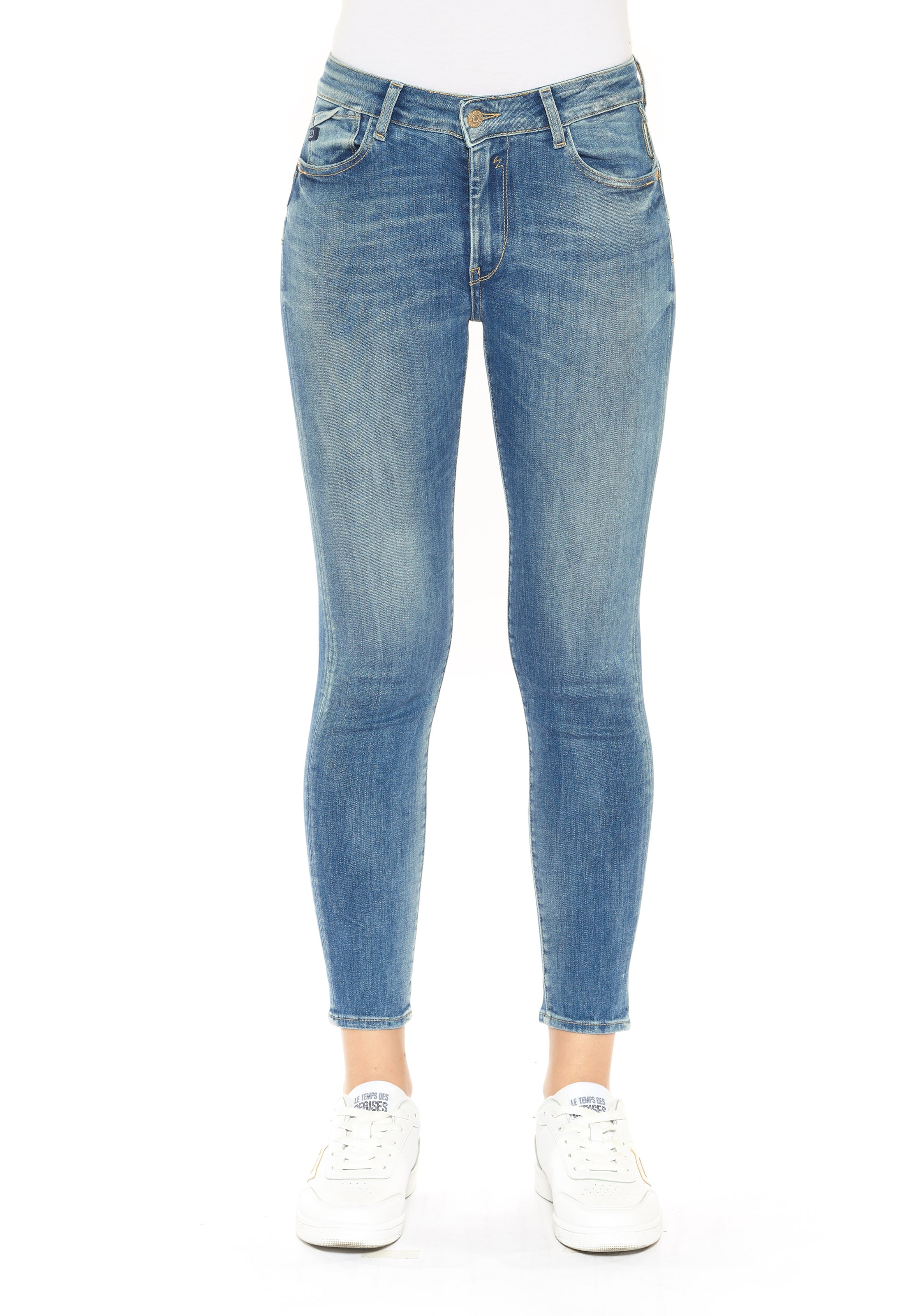 Le Temps Des Cerises Skinny Jeans in Blauw: voorkant