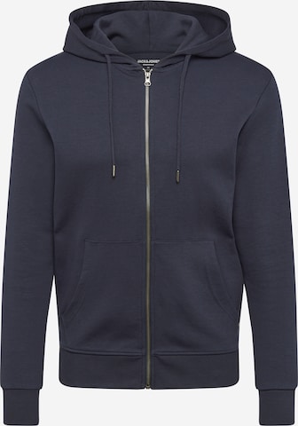 JACK & JONES Zip-Up Hoodie in Blue: front