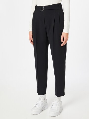 BOSS Tapered Pleat-Front Pants 'Tapia' in Black: front