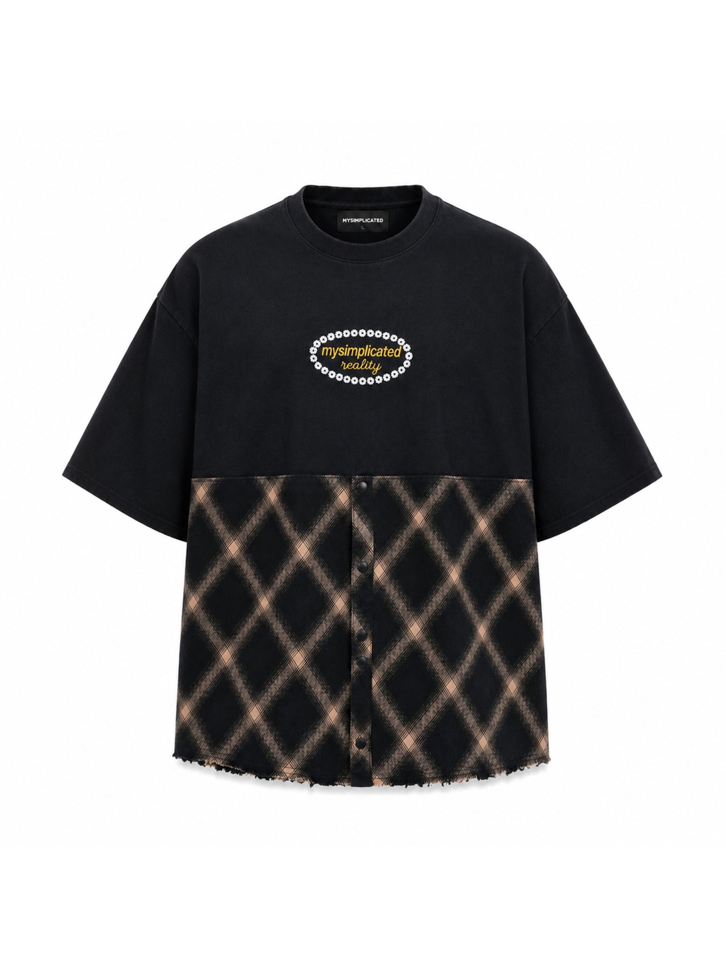 Tricou supradimensional 'Atelier 50/50' de la mysimplicated pe alb: față