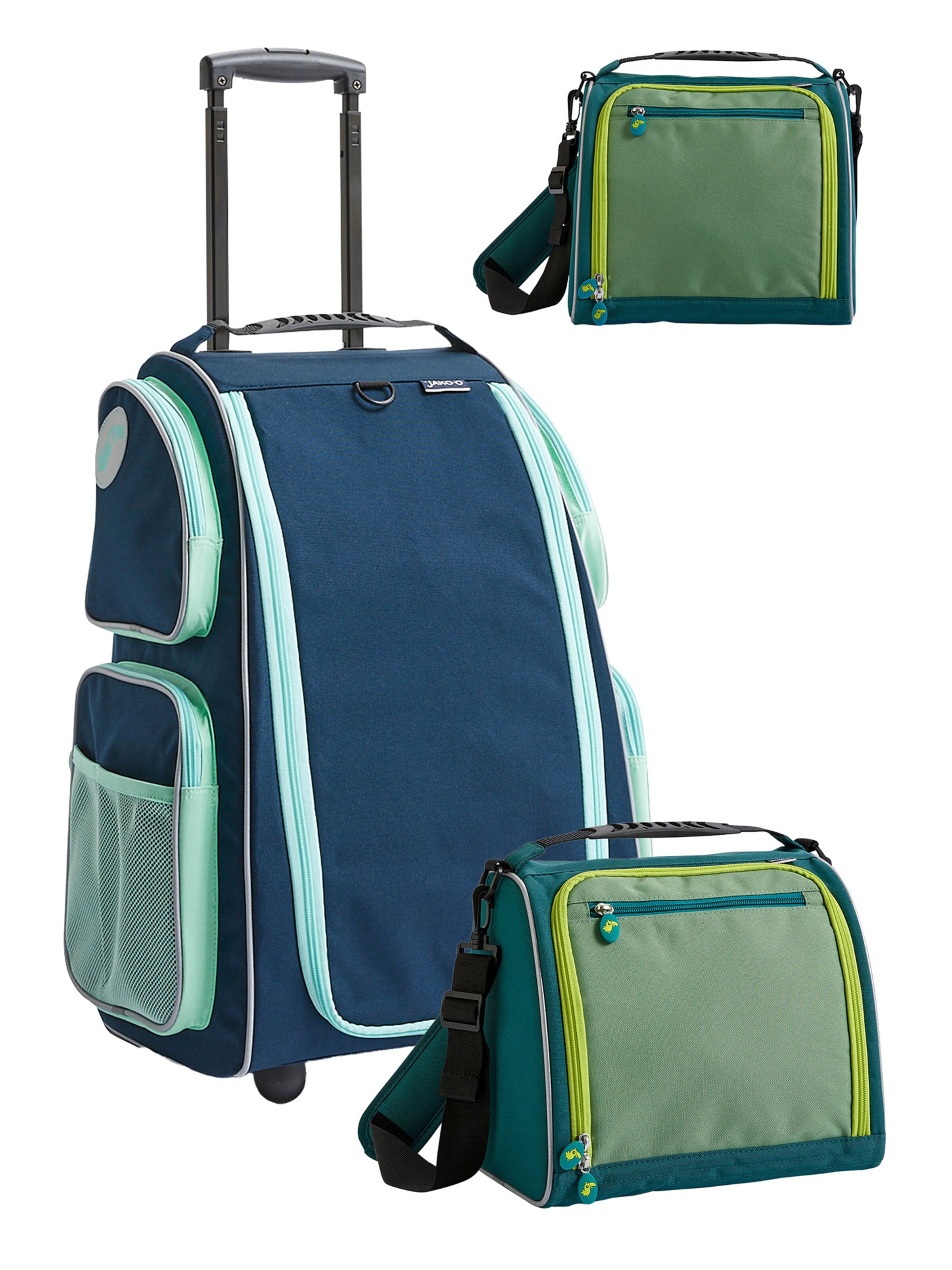 HABA Kinderkoffer ' Rolltrolley mit Trolleytasche und Kulturbeutel ' in Blau: Vorderseite