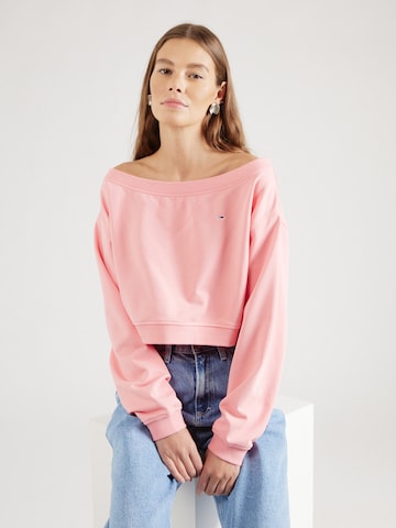 Tommy Jeans Свитшот 'Essential' в Ярко-розовый: спереди