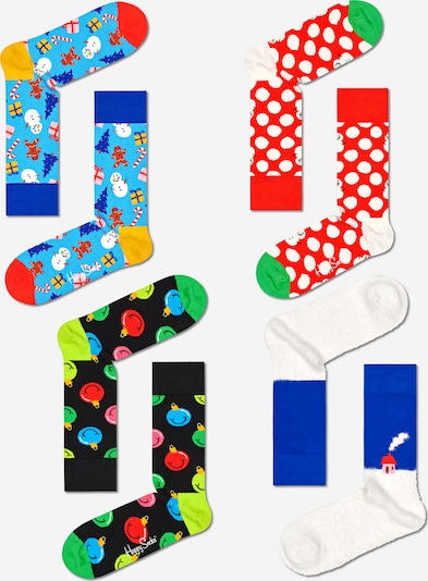 Șosete Happy Socks pe albastru / roșu / negru / alb, Vizualizare produs