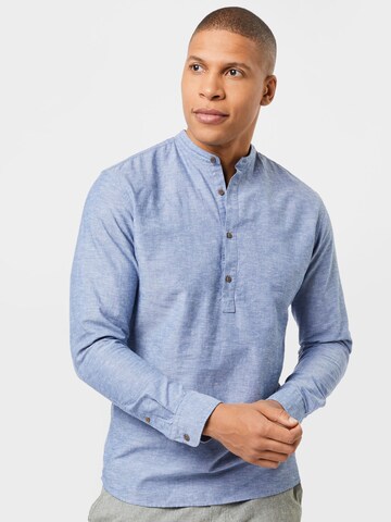 JACK & JONES Slim fit Button Up Shirt in Blue: front