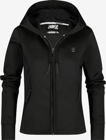 SUPERREBEL® GEAR Sportsweatjacke 'OLIVIA' in Schwarz: Vorderseite