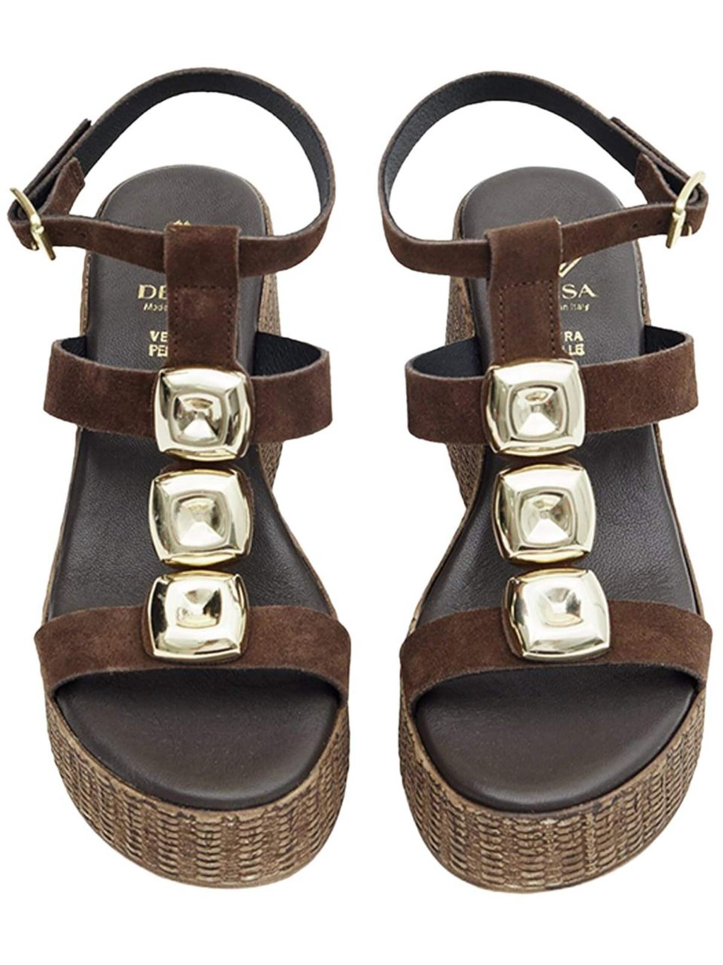 Desa Strap sandal 'Keilsandalen' in Brown