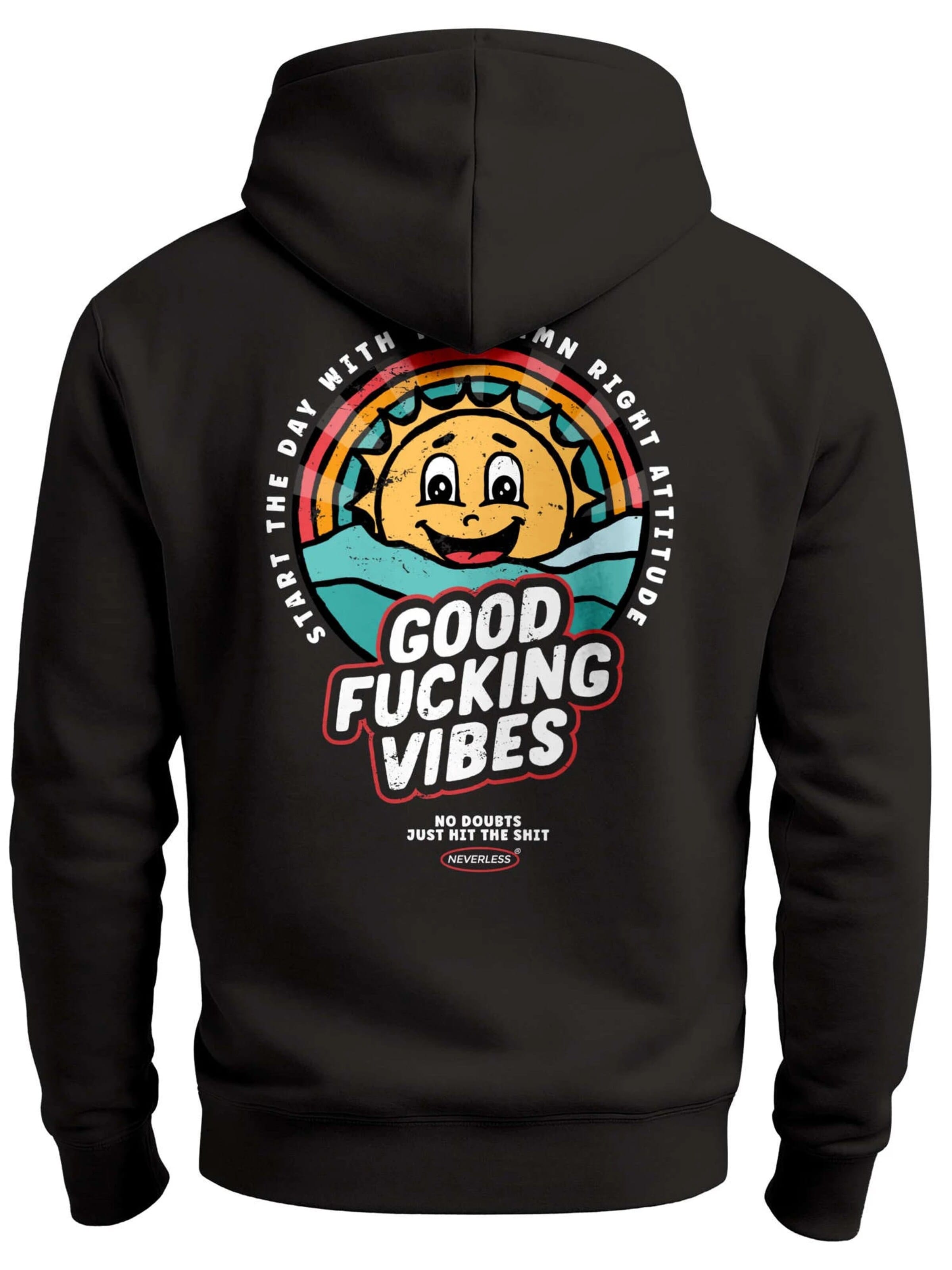 Neverless Sweatshirt 'Good Vibes' in Black: front