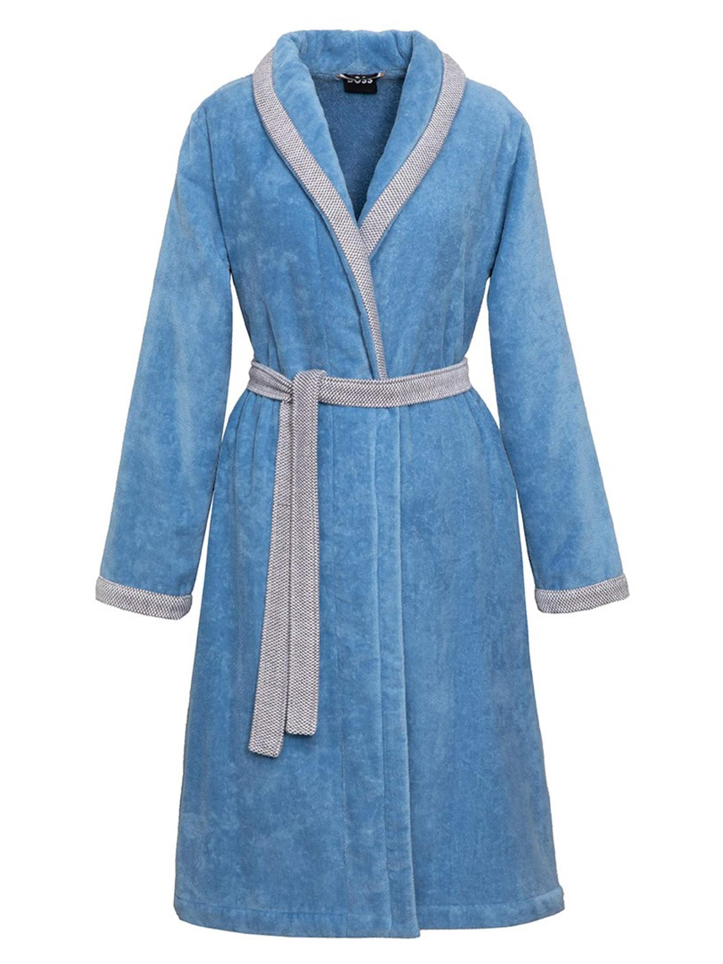 BOSS Home Long Bathrobe 'LORD' in Blue: front