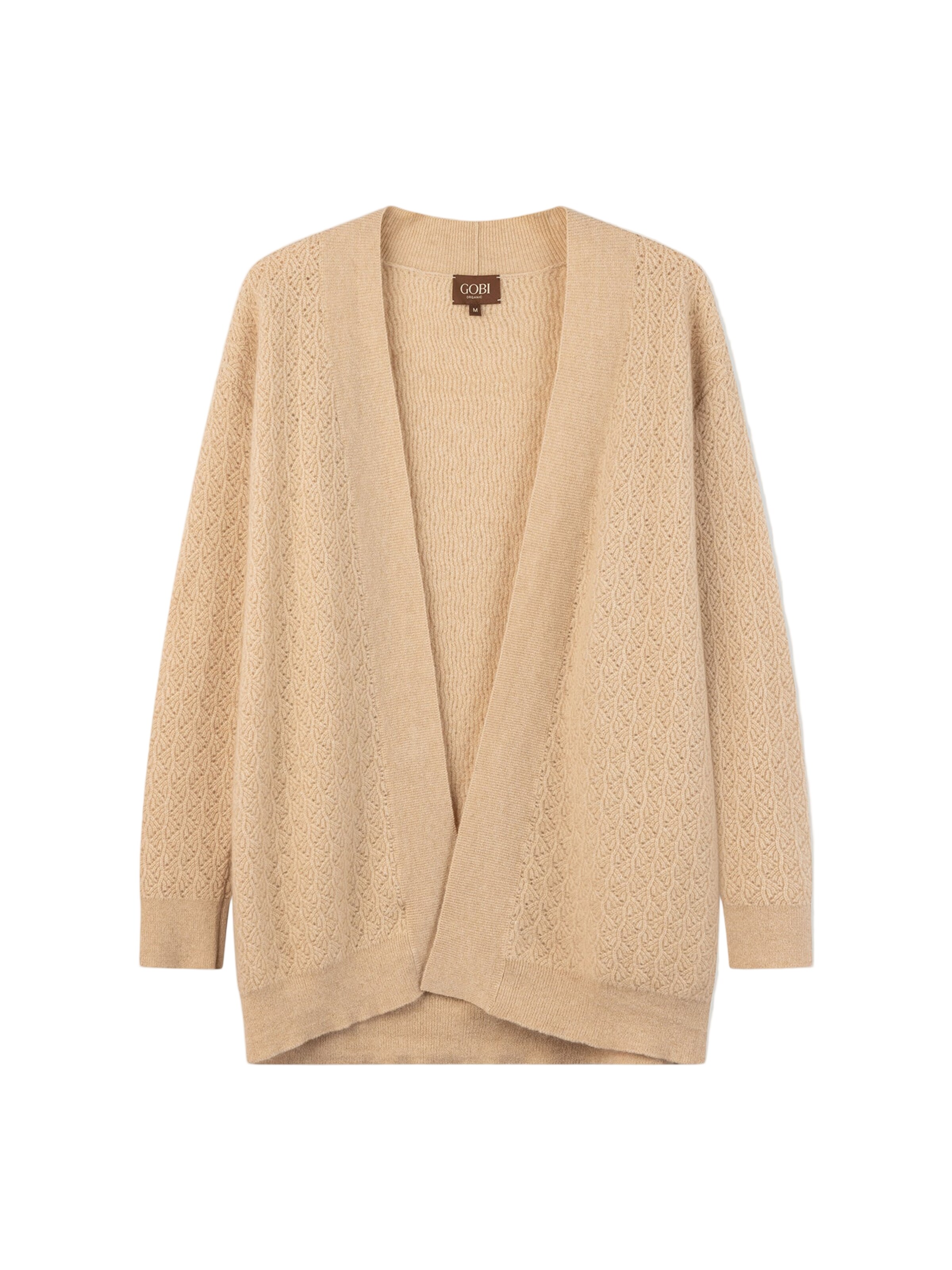 GOBI Cashmere Strickjacke 'Ajour Knit Open-Front Cashmere Cardigan'‌‌‌‌ in Beige: Vorderseite