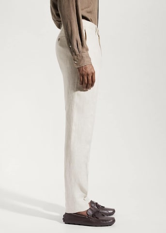 MANGO MAN Regular Pleated Pants 'Florida' in Beige